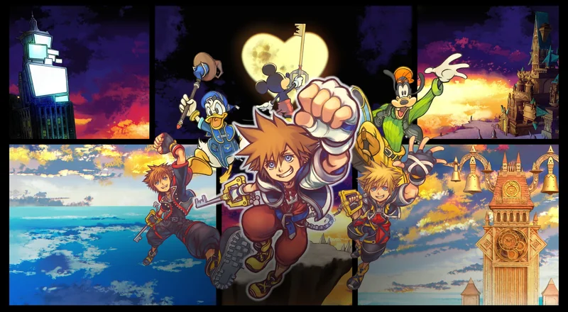 歴代のソラ、ドナルド、グーフィーを描いたKINGDOM HEARTS Collectionのキービジュアル