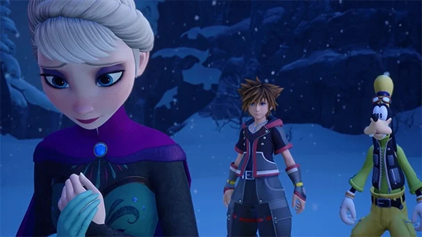 KINGDOM HEARTS IIIでソラたちがディズニーワールドを冒険するゲーム画面