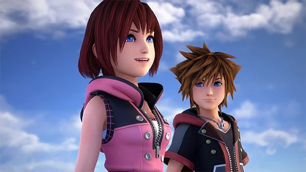KINGDOM HEARTS III Re Mindでキーブレードを構えるソラたちのゲーム画面