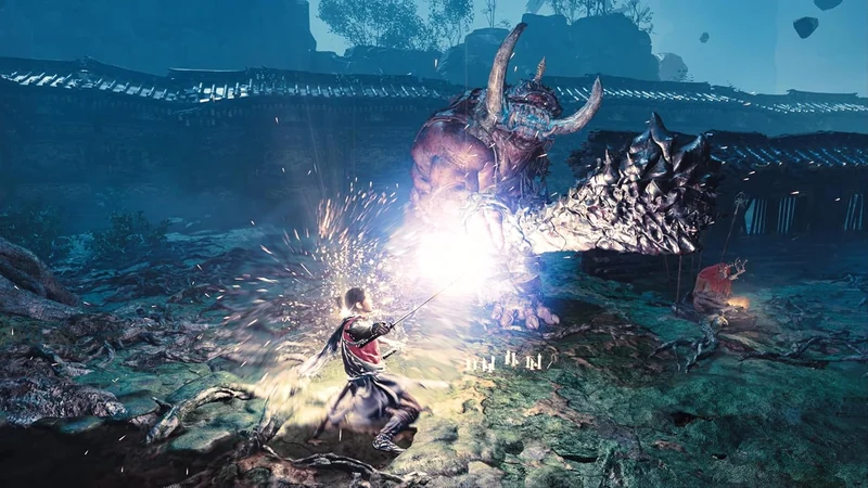 鬼武者 Way of the Swordで宮本武蔵が大型の幻魔と戦う場面